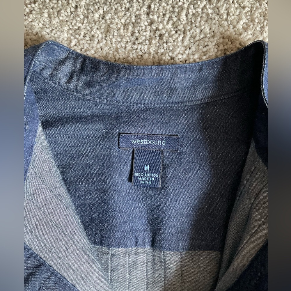 Westbound Denim Tuxedo Nehru Collar Shirt - Picture 7 of 11